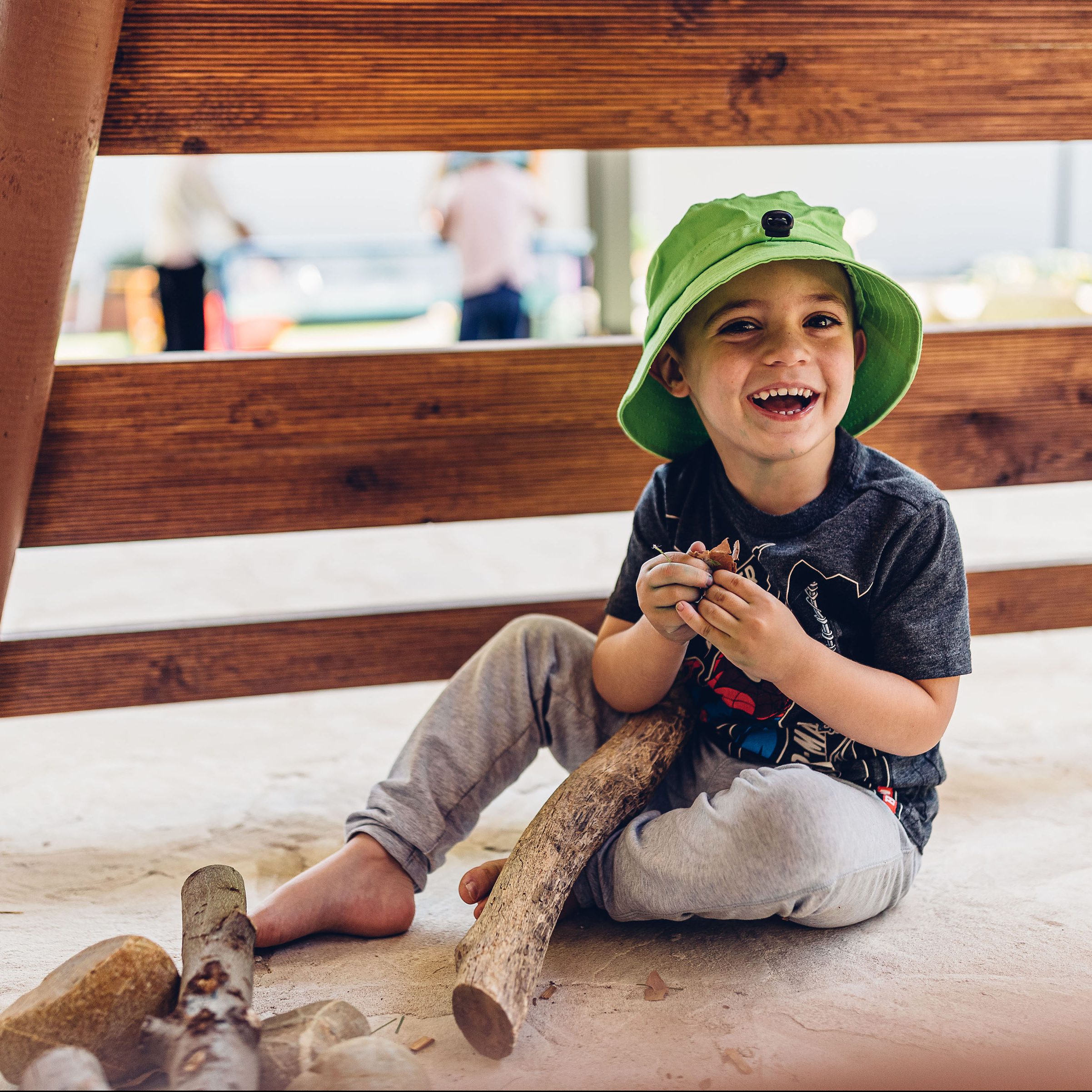 Child playing in backyard